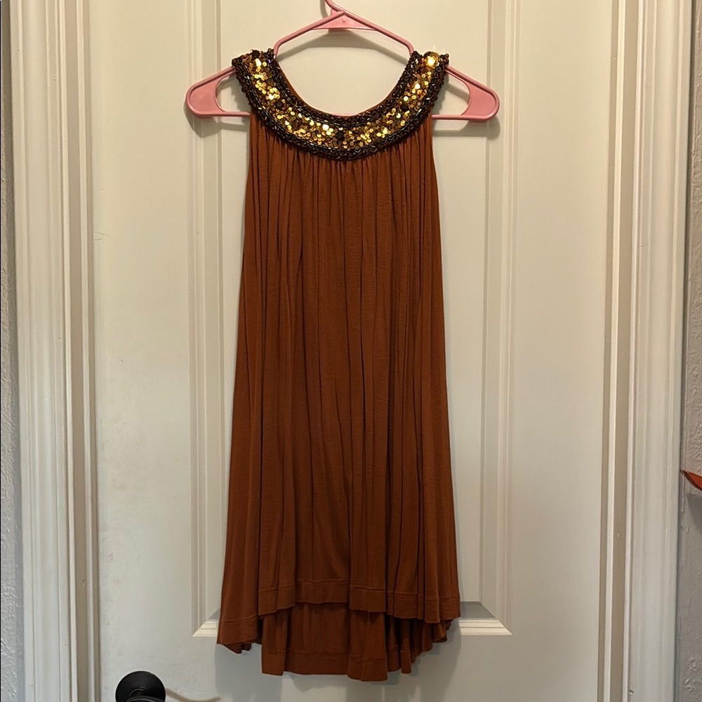 H&M size 10 burnt orange Dress with Sequin Detail